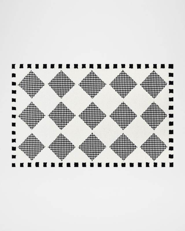 Houndstooth Check Diamond Rug, 3' x 5'